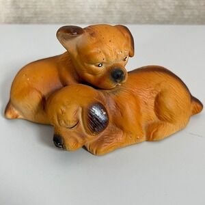 Vintage‎ 1970's Sleeping Boxer Puppies Ceramic Figure